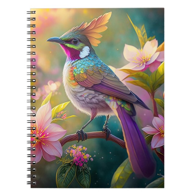 Orange Crested Rainbow Jay Fantasy Bird Notebook (Front)