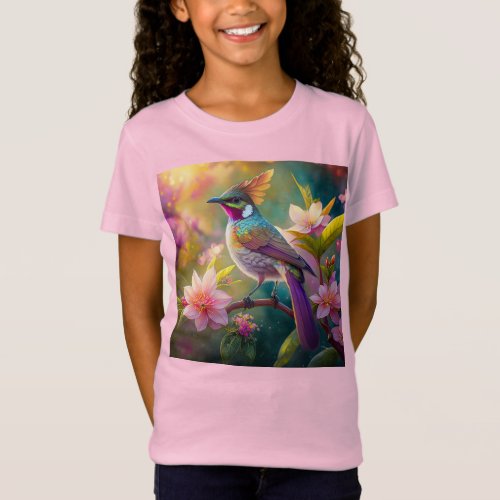 Orange Crested Rainbow Jay Fantasy Bird T_Shirt