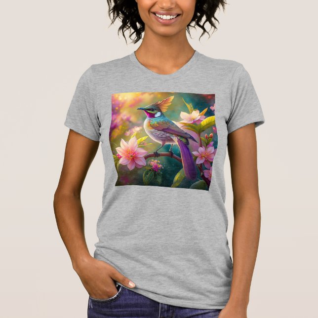 Orange Crested Rainbow Jay Fantasy Bird T-Shirt (Front)