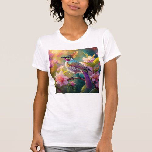 Orange Crested Rainbow Jay Fantasy Bird T_Shirt