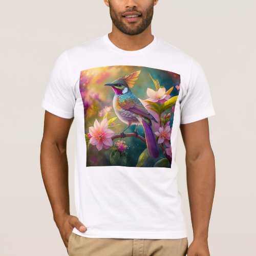 Orange Crested Rainbow Jay Fantasy Bird T_Shirt