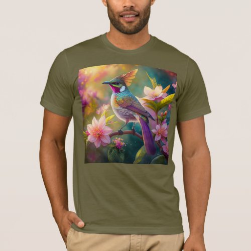 Orange Crested Rainbow Jay Fantasy Bird T_Shirt