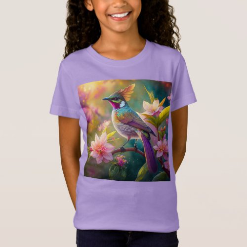 Orange Crested Rainbow Jay Fantasy Bird T_Shirt