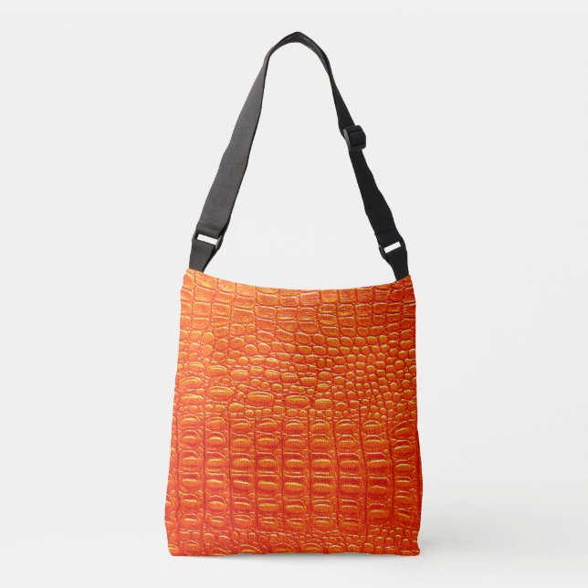 Orange Crocodile leather print   Crossbody Bag (Front)