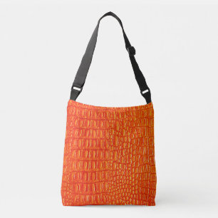 Orange Crocodile leather print Crossbody Bag