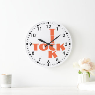 Orange Crossword Tick Tock Text Large Clock
