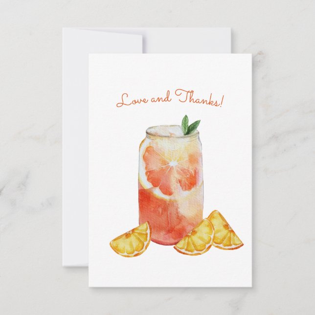 Orange Crush Bridal Shower Thank You Card (Front)