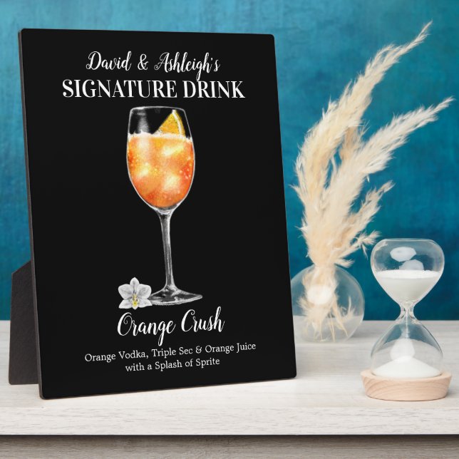 Orange Crush PERSONALIZED Signature Drink Plaque (Side)