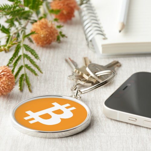 Orange Crypto currency Bitcoin Keychain