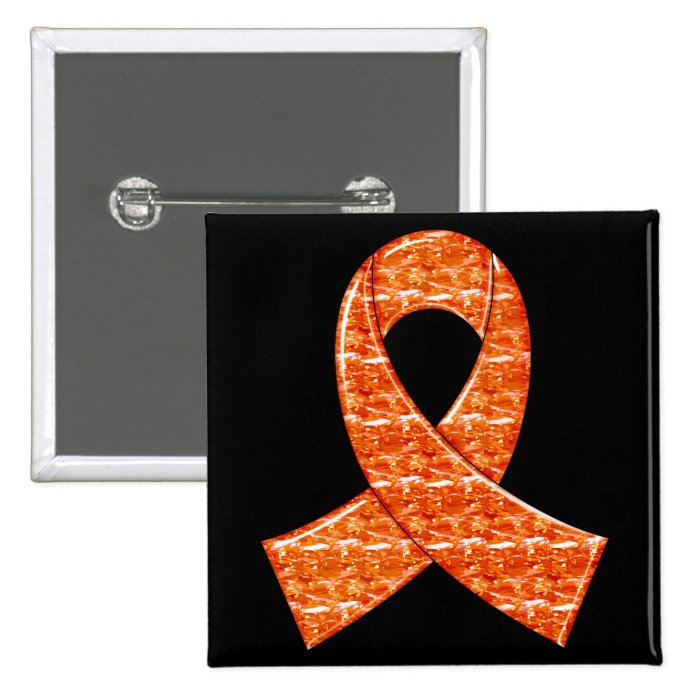 Orange Crystal Ribbon Kidney Cancer MS Leukemia Button