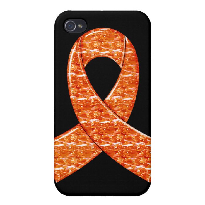 Orange Crystal Ribbon Kidney Cancer MS Leukemia iPhone 4/4S Cover