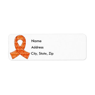 Orange Crystal Ribbon Kidney Cancer MS Leukemia Label