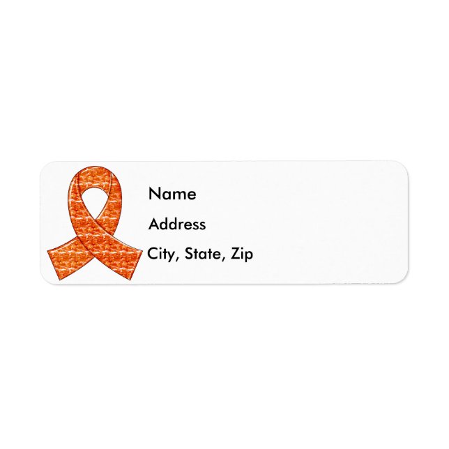 Orange Crystal Ribbon Kidney Cancer MS Leukemia Label (Front)