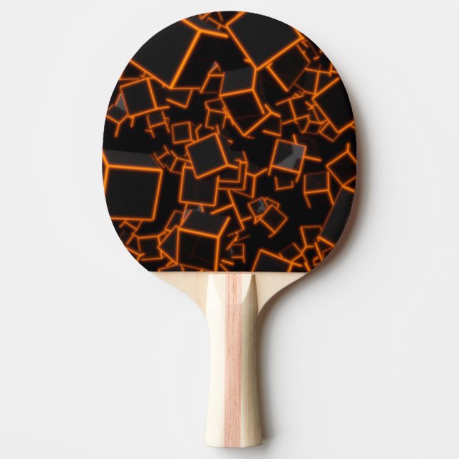 Orange Cubes Abstract Ping Pong Paddle (Front)