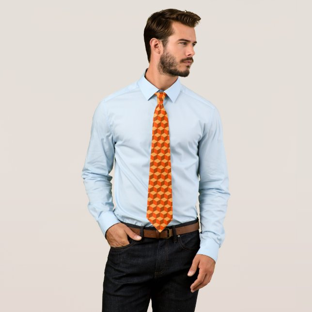 Orange Cubes Neck Tie (In Situ)