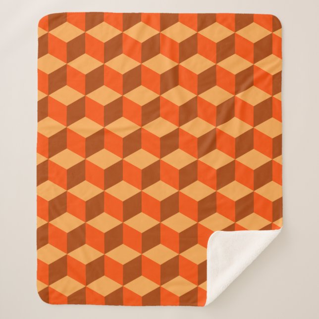 Orange Cubes Sherpa Blanket (Front)