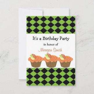 Orange Cupcake Birthday Invitation
