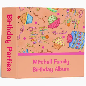 Orange Cupcakes /cake Custom Birthday Album 3 Ring Binder by phyllisdobbs at Zazzle