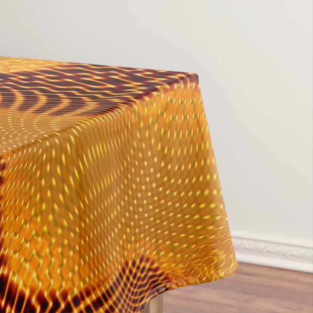 Orange curve and golden points on brown background tablecloth (In Situ)