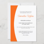 Orange Curved Frame Photo Graduation Invitation (Back)