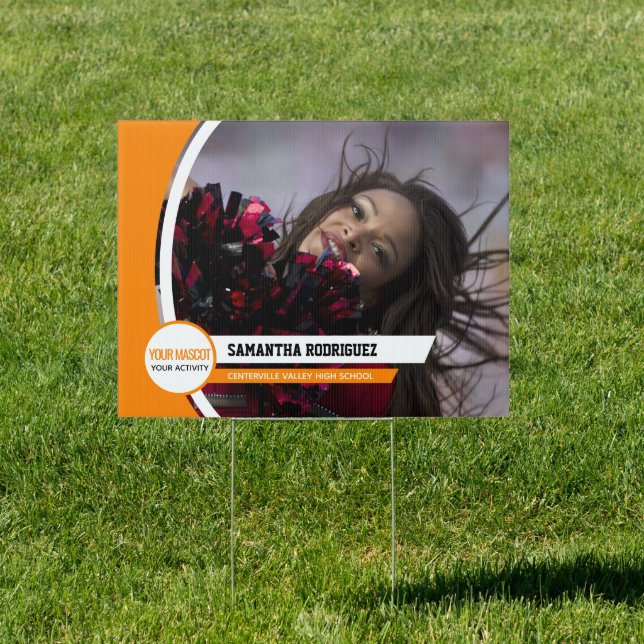 Orange Curved Frame School Photo Sign (Insitu)