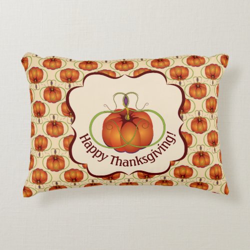 Orange Curvy Pumpkin Autumn Pattern Decorative Pillow