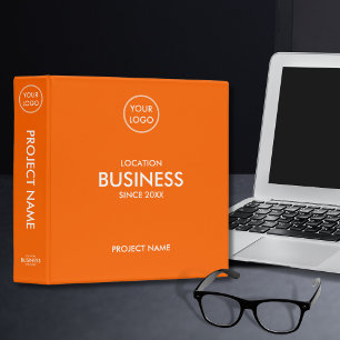 Orange Custom Add Logo Simple Modern Business 3 Ring Binder