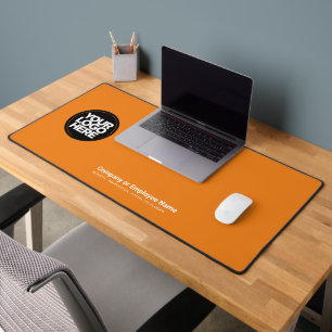 Orange Custom Business Logo Name, Slogan Desk Mat