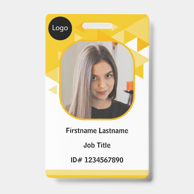 orange Custom Employee, Personalized your own id Badge (Front)