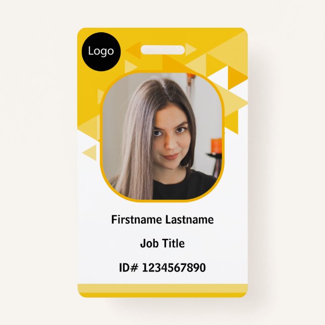 orange Custom Employee, Personalized your own id Badge (Front)