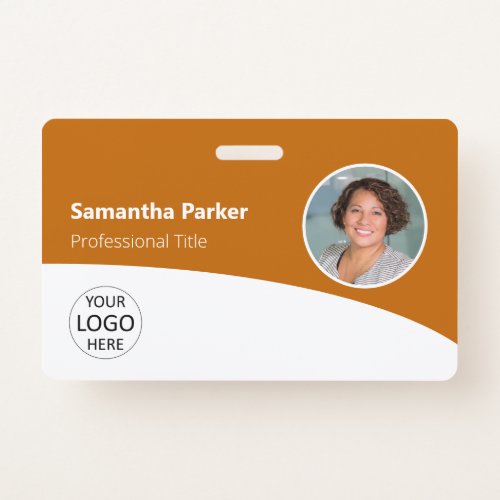 Orange Custom Employee Photo Logo Barcode Name Badge