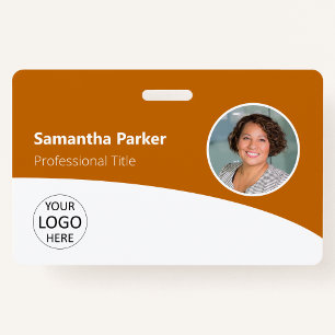 Orange Custom Employee Photo, Logo, Barcode, Name Badge