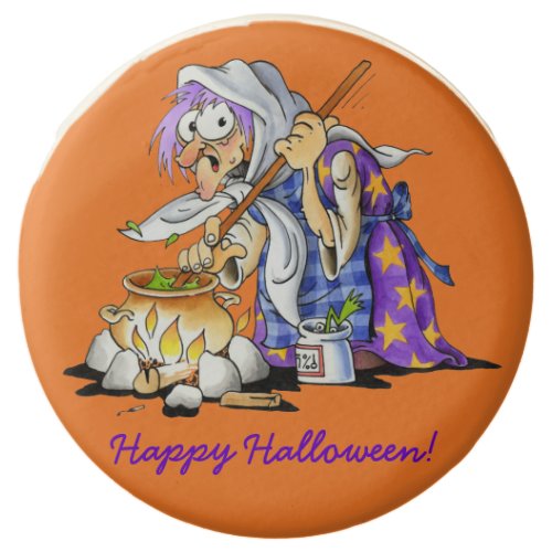 Orange Custom Halloween Cookies With Purple Witch
