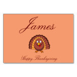 Orange Custom Thanksgiving Place Cards With Turkey