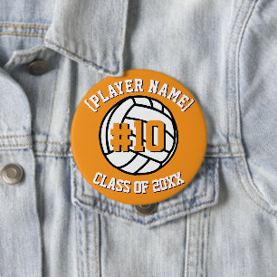 Orange Custom Volleyball Player and Class Button
