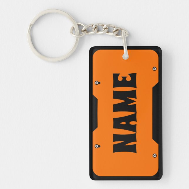 Orange Customizable Name License Plate Keychain (Front)