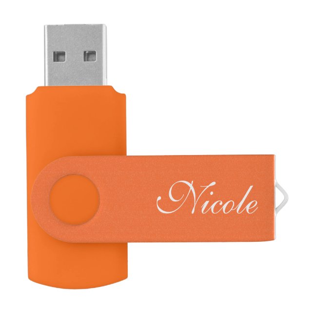ORANGE Customized Name Flash Drive (Opened)