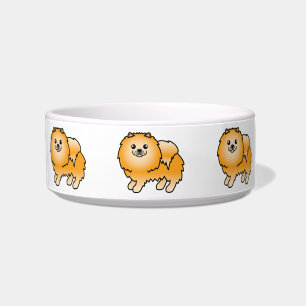 Orange Cute Cartoon Pomeranian Dogs Bowl