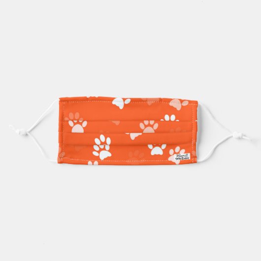 ORANGE CUTE DOG PAW FACE MASK CAT PAW FACE MASK (Front, Folded)