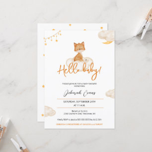 Orange Cute Fox Baby Shower Invitation