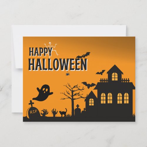 Orange cute Happy Halloween Sale Card