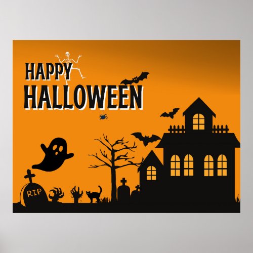 Orange cute Happy Halloween Sale Poster