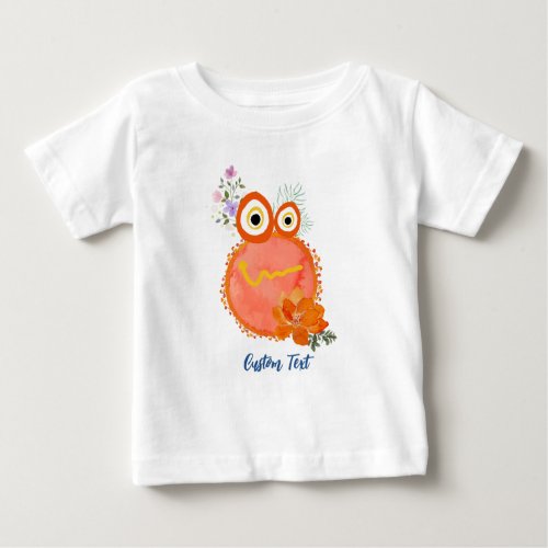 Orange Cute Little Guys Collection Custom Text Baby T_Shirt