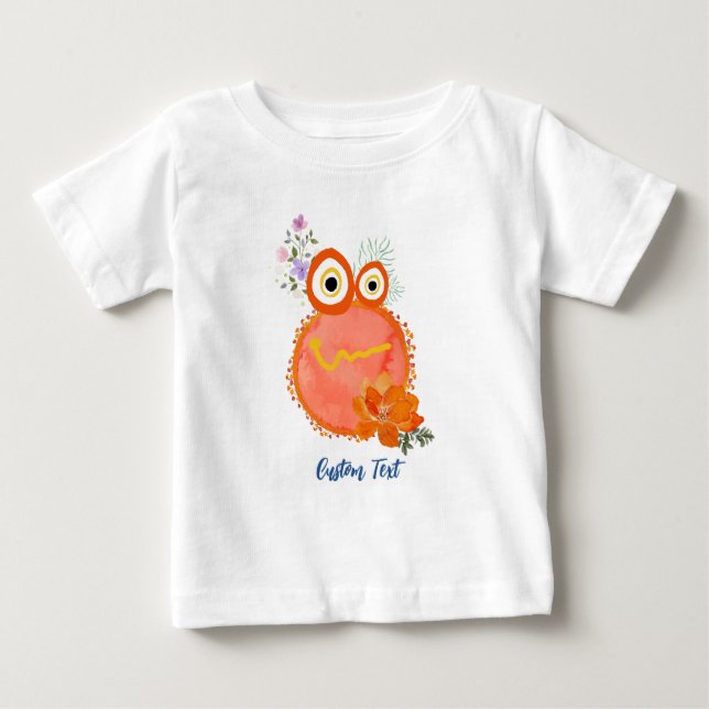 Orange Cute Little Guys Collection Custom Text Baby T-Shirt (Front)
