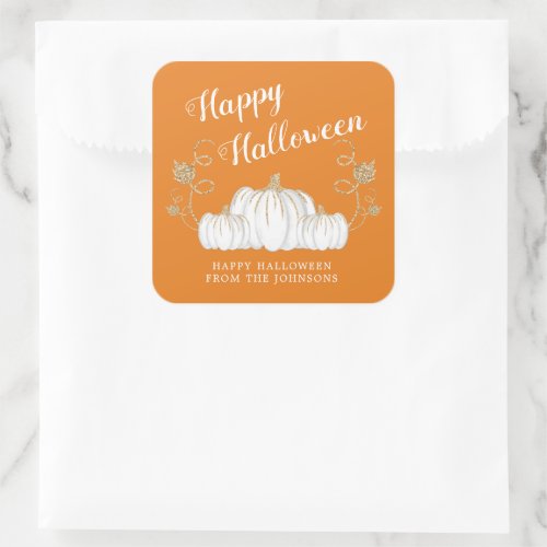 Orange Cute Pumpkin Happy Halloween  Square Sticker