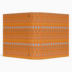 orange Cute safari animal pattern - Giraffe, 3 Ring Binder