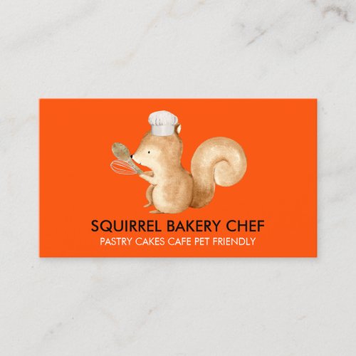 Orange Cute Squirrel Bakery Business Card