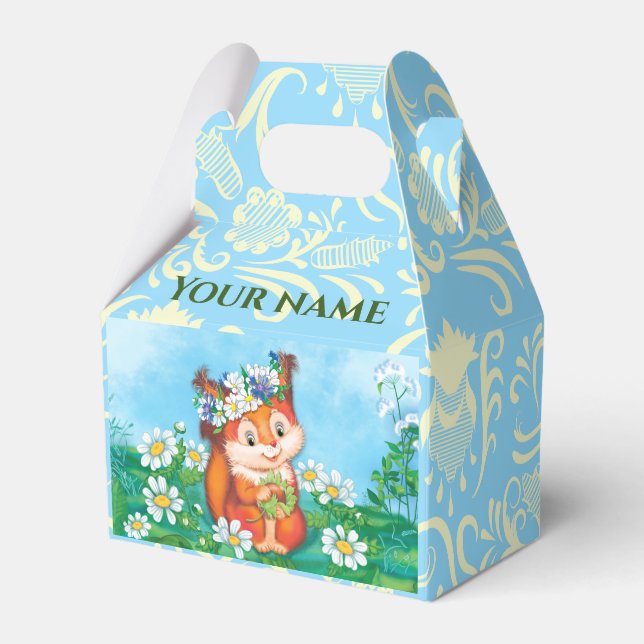 orange cute squirrel favor boxes (Front Side)