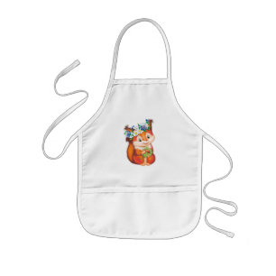 orange cute squirrel kids' apron