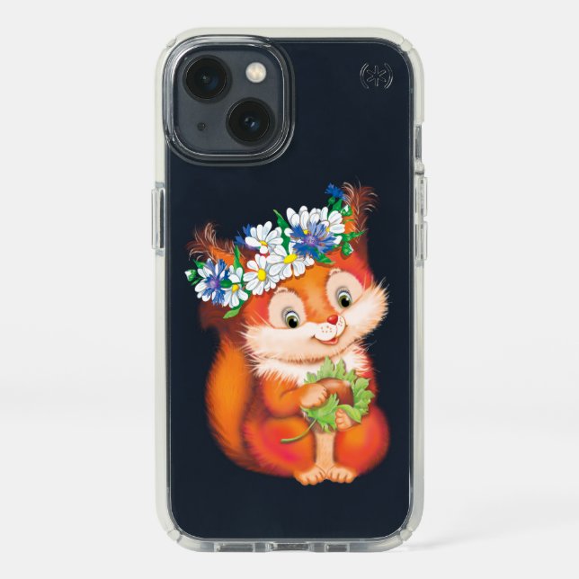 orange cute squirrel speck iPhone 13 case (Front)